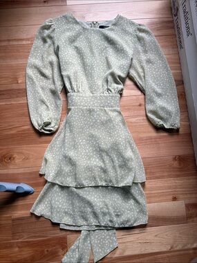 Forever 21 Sage Green Tiered Long-Sleeve Maxi Dress